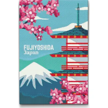 Diamantové malování Diamantové malování - Fujiyoshida, Japonsko Velikost: 40x60cm, Rámování: Pouze srolované plátno, Diamanty: Kulaté