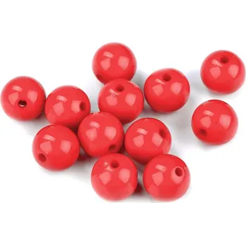 Korálek Plastové korálky Color Ø12 mm balení 25 KUSŮ - 4 (S008) červená světlá