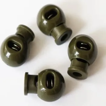 Knoflík Brzdička 3047 plastová 460002 na kul. šňůrku khaki - Khaki, 15x10mm