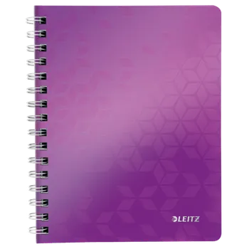 Sešit Blok na psaní Leitz WOW A5, linkovaný, drátěná vazba s PP deskami, purpurový