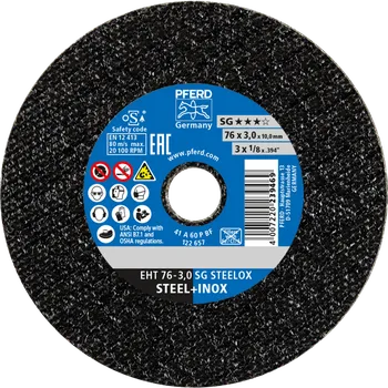 Řezný kotouč Pferd 65508031 | Řezný kotouč 76 x 3,0 x 10,0 mm, pro přímé brusky SG STEELOX