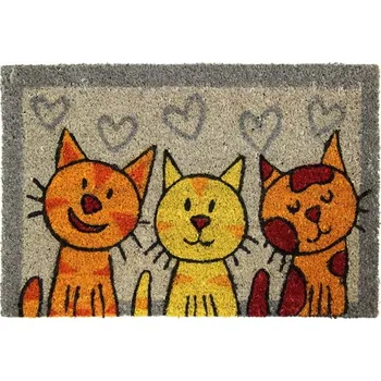 Kokosová rohožka barevná tři kočky - 40 x 60 cm (Kokosová rohož tři kočky)