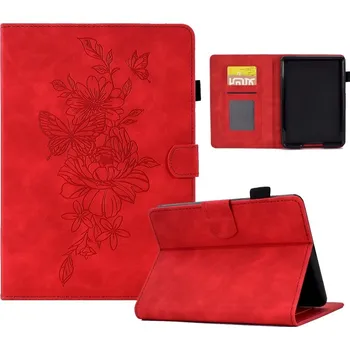 Pouzdro na tablet VSECHNONAMOBIL 57148 ART FLOWER Zaklápěcí pouzdro Amazon Kindle 11. generace 2022 / 2024 červené