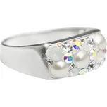 JSB bijoux s.r.o. Stříbrný prsten s obdélníkovým lůžkem a krystaly Swarovski AB Mix (Stříbro 925/1000)