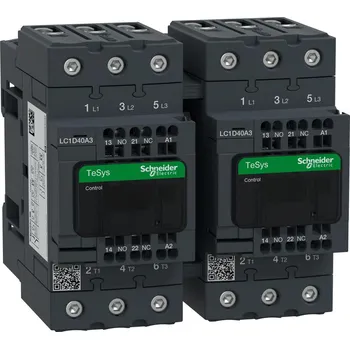 Stykač Schneider Electric LC2D40A3FE7 3P Everlink stykač reverz. AC3 440V 40A pružinové sv. cívky 115V AC 50/60Hz