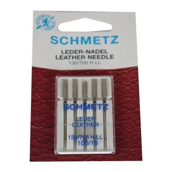 Příslušenství k šicímu stroji jehla na kuzi 100 H705 5ks Leather Schme -