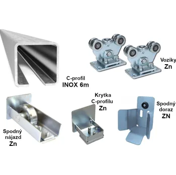 Pohon brány Sada pro samonosnou posuvnou bránu do 4,5 m, INOX/ZN 58x58x3