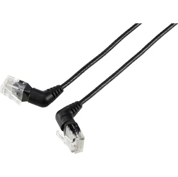 Datový kabel Renkforce RF-6071542 RJ45 síťové kabely, propojovací kabely CAT 6 U/UTP 1.00 m černá Zásuvné kontakty otočné o 360°, Zahnutý kabelový vývod 1 ks