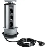 Hager G7343LAN Vestavný zásuvkový sloupek se 3 zásuvkami 230V, Alu-lak