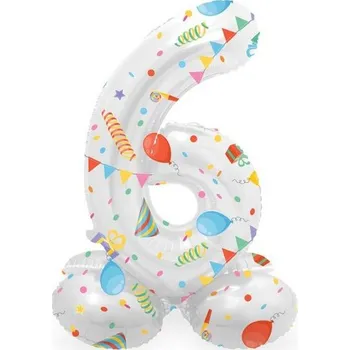 Party dekorace Balónek fóliový číslo 6 samostojné Veselá party 41 cm