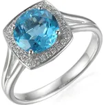 Gems Diamantový prsten bílé zlato a Blue Topaz Velikost a váha prstenu: 57