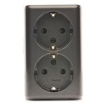 Elektrická zásuvka Simon EGSZ2SNZ/48 Dvojitá kolíková zásuvka s uzemněním typu Schuko se clonami elektrických kolejí - skandinávská verze (kompletn