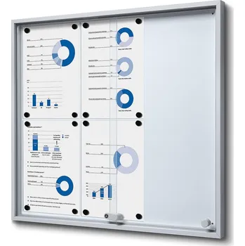 Interiérová vitrína 6xA4 SLIM, posuvné dveře, plech. záda