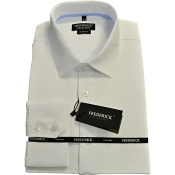 Pánská košile s dlouhým rukávem - střih SLIM - vzor F665 - bílá barva - 44