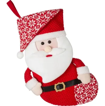 Vánoční dekorace Vánoční mikulášská punčocha s 3D aplikací SANTA III. 50 cm Mybesthome