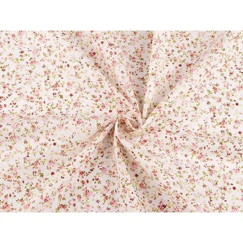 Bavlněná látka drobné květinky METRÁŽ - 2 krémová světlá růžová světlá