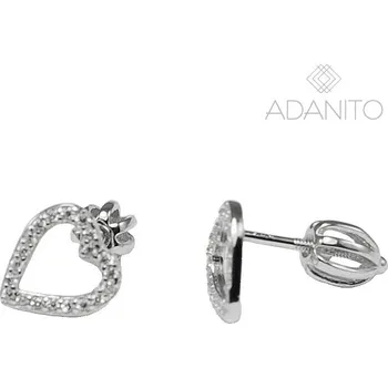 Náušnice Stříbrné náušnice srdíčka se zirkony na šroubek