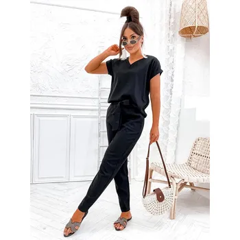 Černý dámský komplet se lnem (751) odstíny černé S (36)