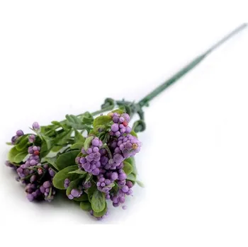 umělá květina Umělá větvička s bobulemi a listy - 4 fialová nejsvětlejší