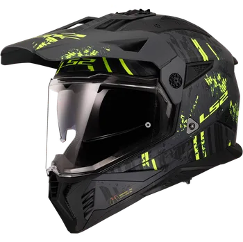 Helma na motorku Ls2 mx702 pioneer ii crazy m.black h-v yell.-06 m