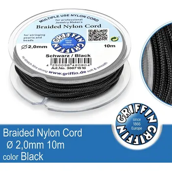Nit Braided NYLON (splétaná nit na náramky) GRIFFIN síla nitě 2mm cívka 10m. Barva Black