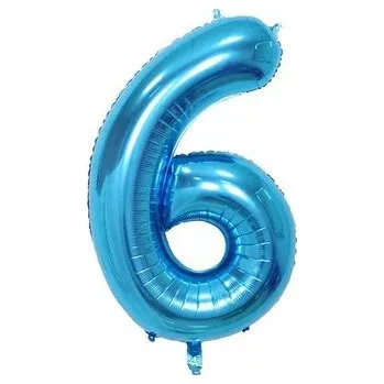 Balónek Fóliový balónek číslo šest modrý 102cm - Cakesicq