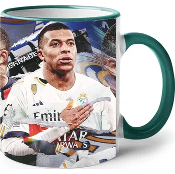 Keramický hrnek Mbappé, Barva Zelená, Velikost 330 ml, Canvas Keramický hrnek s barevným uchem Bezvatriko.cz 2721