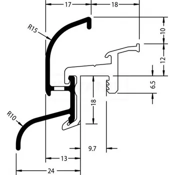 Nábytkové kování GUTMANN rámová okapnice Donau 22/24 F-TI Povrch: Bronz, Délka: 500 mm