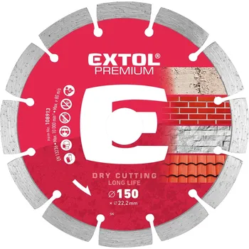 Pilový kotouč EXTOL PREMIUM kotouč diamantový řezný, segmentový Long Life - suché řezání, 150x22,2x2,3mm 108913