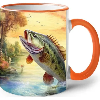 Keramický hrnek s rybou 4, Barva Oranžová, Velikost 330 ml, Canvas Keramický hrnek s barevným uchem Bezvatriko.cz 2726