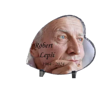 Smuteční dekorace Barevná náhrobní deska z kamene - srdce 20x25cm, stojánek