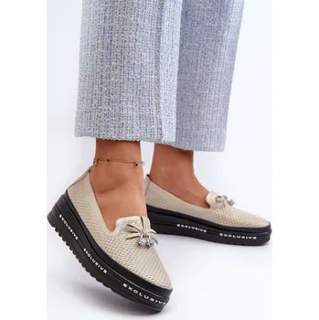 Dámské mokasíny Lesklé Dámské Kozačky Kožené Na Platformě S.Barski LR400 Barva: Zlatá, Velikost: 39