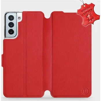 Pouzdro na mobilní telefon Knížkové kožené flip pouzdro Mobiwear - Samsung Galaxy S21 Plus 5G - Červené - L_RDS - VÝPRODEJ zakalená vaničkar (Luxusní flipový obal, kryt, pouzdro Mobiwear na mobilní telefon Samsung Galaxy S21 Plus 5G - Červené - kožené - L_RDS Red Leather)