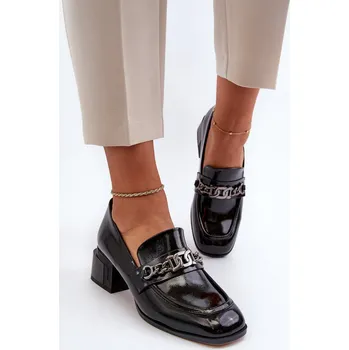 Dámské lodičky Lakované lodičky na podpatku S.Barski MR38-960 Barva: Černá, Velikost: 36