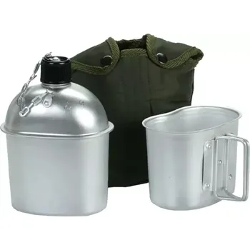 Kempingové nádobí Polní láhev ALU s pitítkem OLIV (Hliníková polní láhev s pitítkem a obalem v jednobarevném olivovém provedení.)