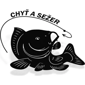 Samolepicí dekorace na vozidlo Samolepka Kapr - Chyť A Sežer - 10x9
