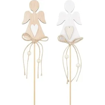 Zápich anděl dřevěný 10 cm + špejle