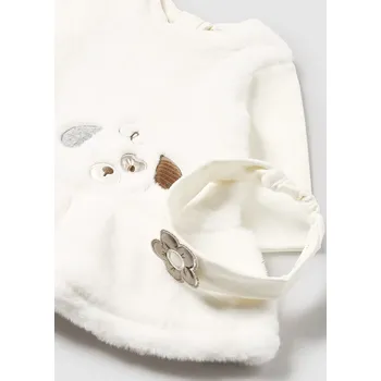 Kojenecké šaty Mayoral kožešinové šaty s čelenkou 2890 smetanové Rozměr: 4 - 6 měsíců, 70 cm