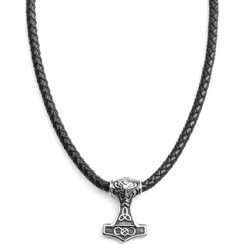 Náhrdelník Oboustranný keltský černý kožený náhrdelník - Fort Tempus