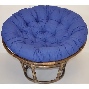 Křeslo Axin Trading s.r.o. Ratanový papasan 110 cm hnědý polstr tmavě modrý melír