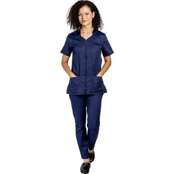 Zdravotnický oděv Tmavě modrý zdravotnický set na zip - dámský | drinuniforma.cz