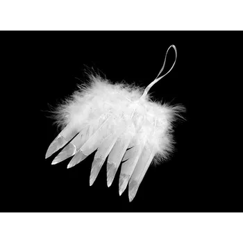 Vánoce Dekorace andělská křídla s metalickým efektem - 1 bílá stříbrná