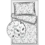 Povlečení hladká bavlna LUX - Kytičky šedé 140x200 + 70x90 cm