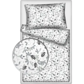 Povlečení Povlečení hladká bavlna LUX - Kytičky šedé 140x200 + 70x90 cm
