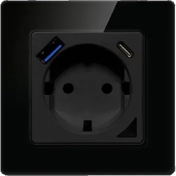 Elektrická zásuvka Avatto chytrá zásuvka 10A s USB-A a USB-C, WiFi, měření spotřeby, černá - Tasmota N-WOT10-USB-B-TASMOTA