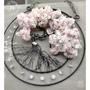 Drátovaný strom života Polodrahokamy Růženínový Něha a láska - Drátované stromy života