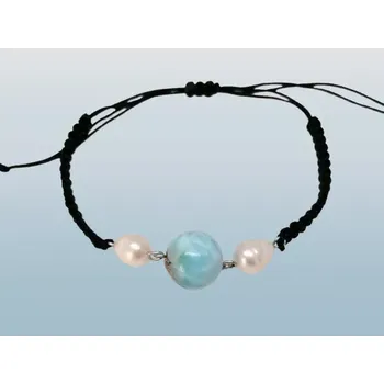 Šperk Exkluzivní larimarový náramek s perličkami