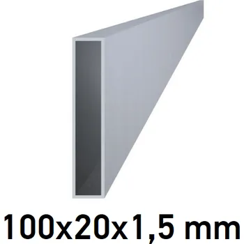 Plot Hliníkový jokl obdélníkový 100x20x1,5 mm 6m +/- 5mm (AL-100x20x1.5-6)