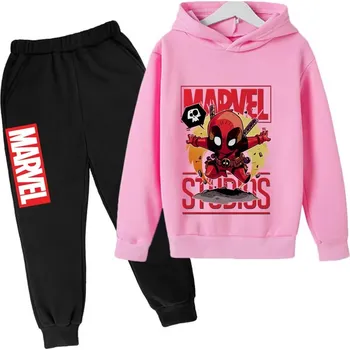 Marvel a DC Deadpool dětská tepláková souprava mix barev (potisk 3) Barva: růžová mikina – černé tepláky, Velikost: 130