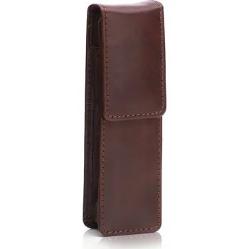 Sada pera s tužkou ADK Pula, hnědé kožené pouzdro na pera ZPOTUZPUL